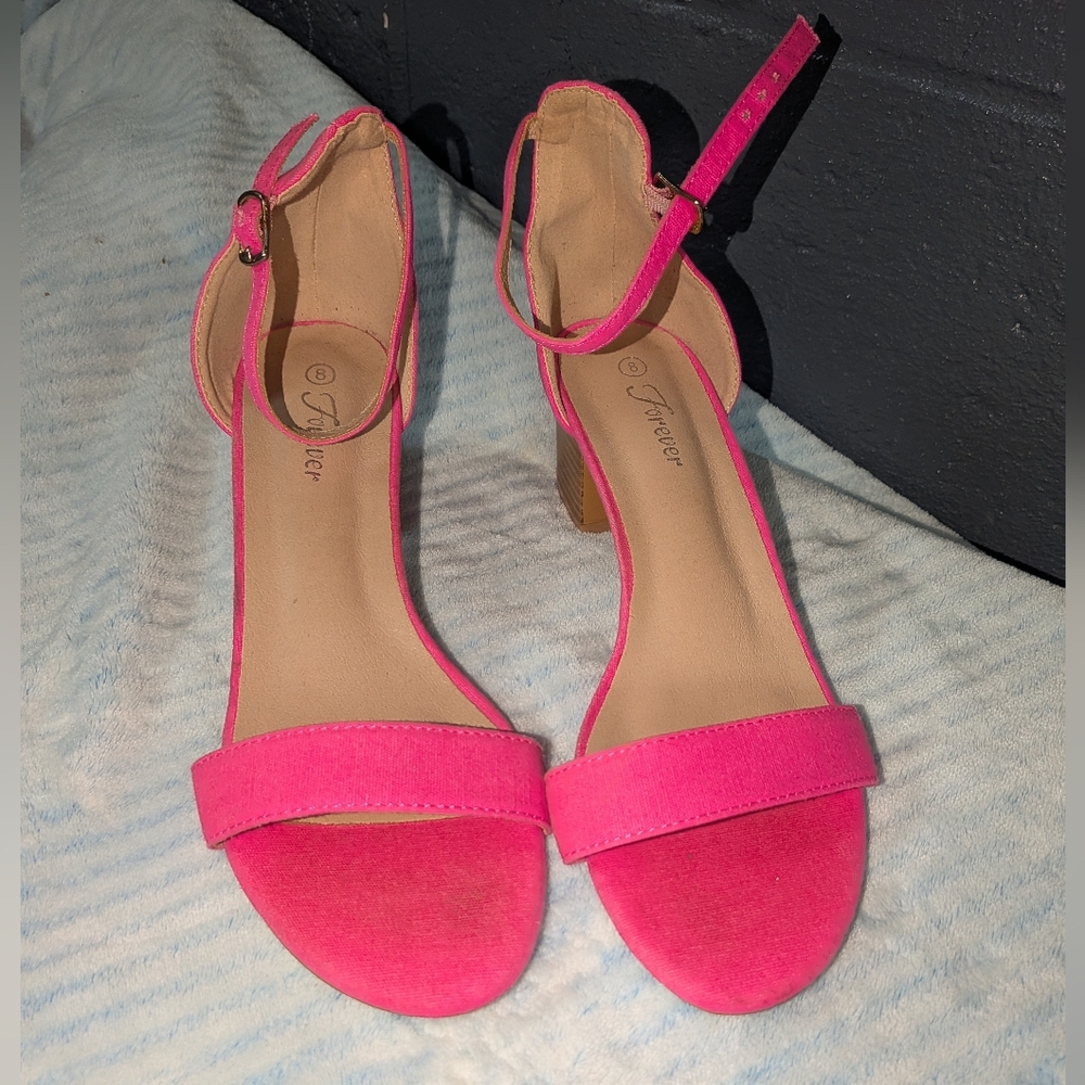 Forever Hot Pink Open-toe Heeled Sandals Size 8 Women's Size 8